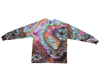 Ice Dyed Herren 2XL Tie-Dye Langarm-T-Shirt - Versandfertig | Hippie Kleidung | Mann Geschenk | Einzigartige Tie Dye