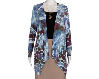 Ice Dyed Women's Small Tie-dye Flowy Cardigan Top - Ready to Ship | Hippie Clothes | Unique Tie Dye