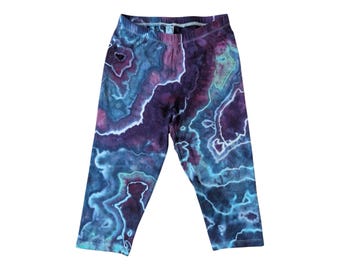 Ice Dyed Damen Kleine Tie-Dye Capri Leggings - Versandfertig | Hippie Kleidung | Einzigartige Tie Dye
