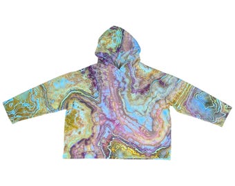 Ice Dyed Women's 2XL Tie-dye Pullover Hoodie - Ready to Ship | Hippie Clothes | Unique Tie Dye
