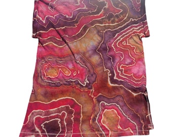 Ice Dyed Women's XS Tee With Cuffed Sleeves - Ready to Ship | Hippie Clothes | Unique Tie Dye