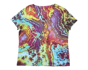 Ice Dyed Women's XL Tie-Dye T-Shirt - Ready to Ship   Hippie Clothes   Unique Tie Dye