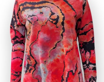 Ice Dyed Women's Medium (runs small) Reverse-dyed Top - Ready to Ship | Hippie Clothes | Unique Tie Dye