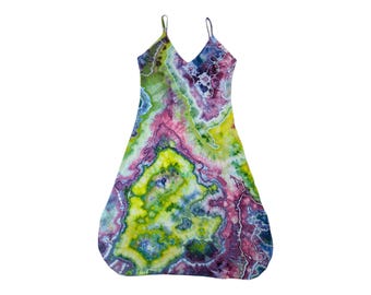 Ice Dyed Frauen XL Batik Maxi Kleid - Versandfertig | Hippie Kleidung | Einzigartige Tie Dye