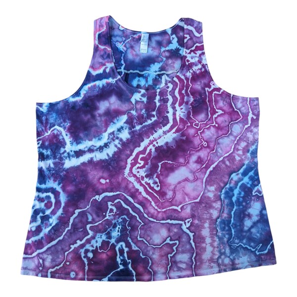 Ice Dyed Women's 4XL Flowy Racerback Tank Top - Ready to Ship | Hippie Tank Tops | Unique Tie Dye