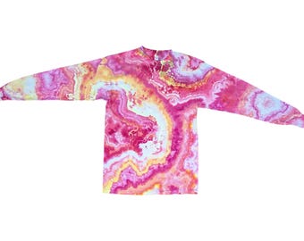 Eisgefärbtes Herren Medium Tie-Dye Langarm-T-Shirt - Versandfertig Hippie Kleidung Mann Geschenk Einzigartige Krawatte