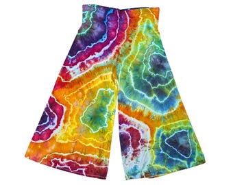 Eisgefärbte Damen XXL Tie-Dye Capri Palazzo Hose - Versandfertig | Hippie Kleidung | Einzigartige Tie Dye
