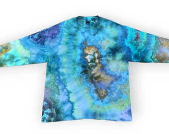 Eisgefärbtes Herren XL Langarm Batik T-Shirt - Versandfertig | Hippie Kleidung | Mann Geschenk | Einzigartige Tie Dye