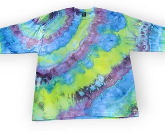 Ice Dyed Herren 2XL Langarm-T-Shirt - Versandfertig | Hippie Kleidung | Mann Geschenk | Einzigartige Tie Dye