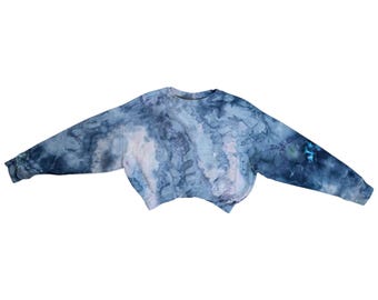 Eisgefärbtes Medium Tie-Dye Cropped Sweatshirt für Frauen - Versandfertig | Hippie Kleidung | Einzigartige Tie Dye