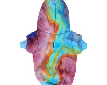 Eis gefärbter Regenbogen XS Hunde Hoodie - Versandfertig | Hippie-Sachen | Einzigartige Tie Dye