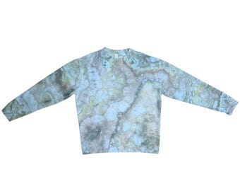 Ice Dyed Herren XL Batik-Sweatshirt mit Rundhalsausschnitt - Versandfertig | Hippie Kleidung | Mann Geschenk | Einzigartige Tie Dye