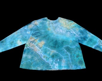 Ice Dyed Herren 3XL Batik Langarm-T-Shirt - Versandfertig | Hippie Kleidung | Mann Geschenk | Einzigartige Tie Dye