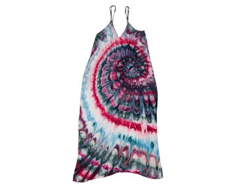 Ice Dyed Damen Medium / Large Batik Maxi Kleid - Versandfertig | Hippie Kleidung | Einzigartige Tie Dye