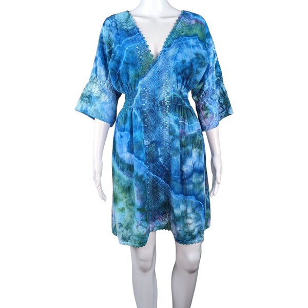 Ice Dyed Women's XL Tie-dye Dress/Cover-up - Ready to Ship | Hippie Clothes | Unique Tie Dye