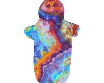 Eis gefärbter Regenbogen XXL Hunde Hoodie - Versandfertig | Hippie-Sachen | Einzigartige Tie Dye