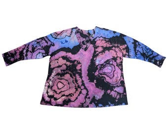 Ice Dyed Frauen 3XL Reverse Tie-Dye Langarm Top - Versandfertig | Hippie Kleidung | Einzigartige Tie Dye
