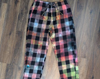 Eisgefärbte Herren Medium Tie-Dye Karierte Pyjama Hose - Versandfertig | Hippie Kleidung | Mann Geschenk | Einzigartige Tie Dye