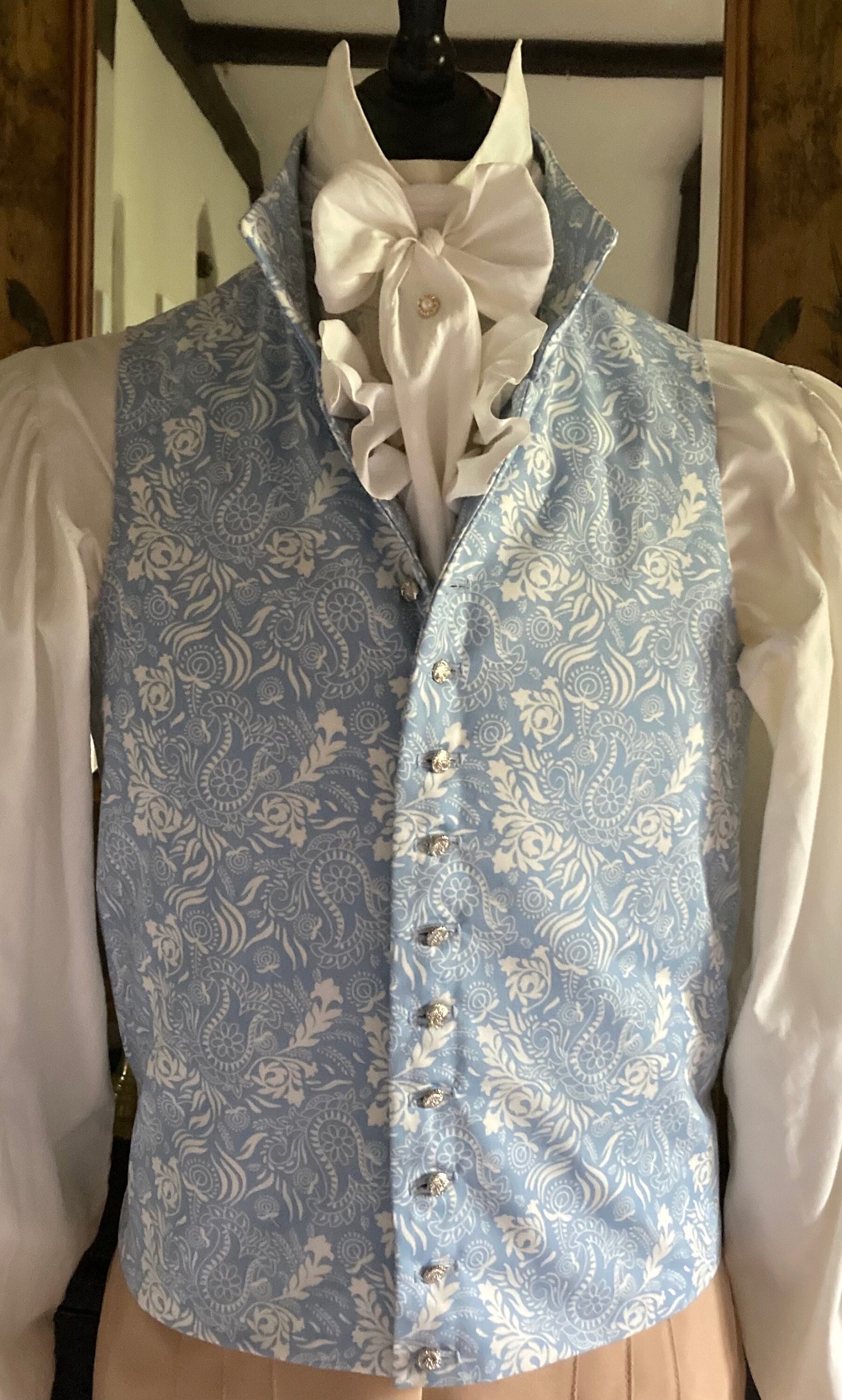 Mens Regency Waistcoat, Single Breasted, Three Inch Stand Collar
