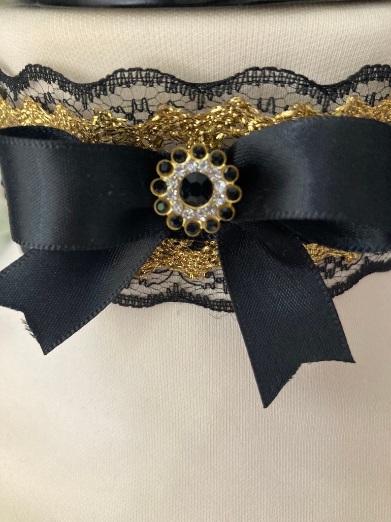 Lace Choker: 18th Century Rococo Style, Black Satin Ribbon & Gem - Etsy
