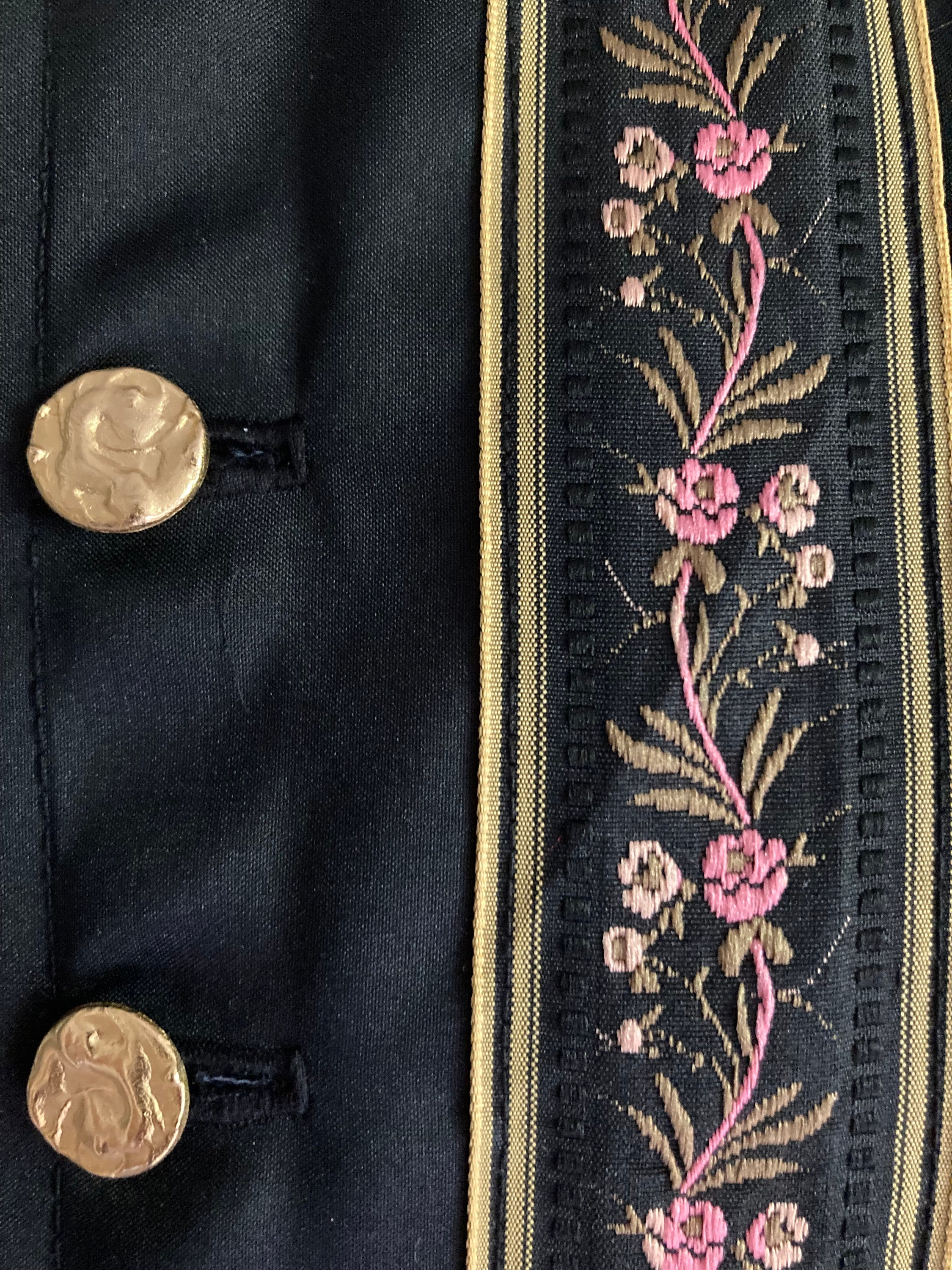 Mens Elizabethan Doublet Black Fabric Gold Buttons Trimmed Etsy