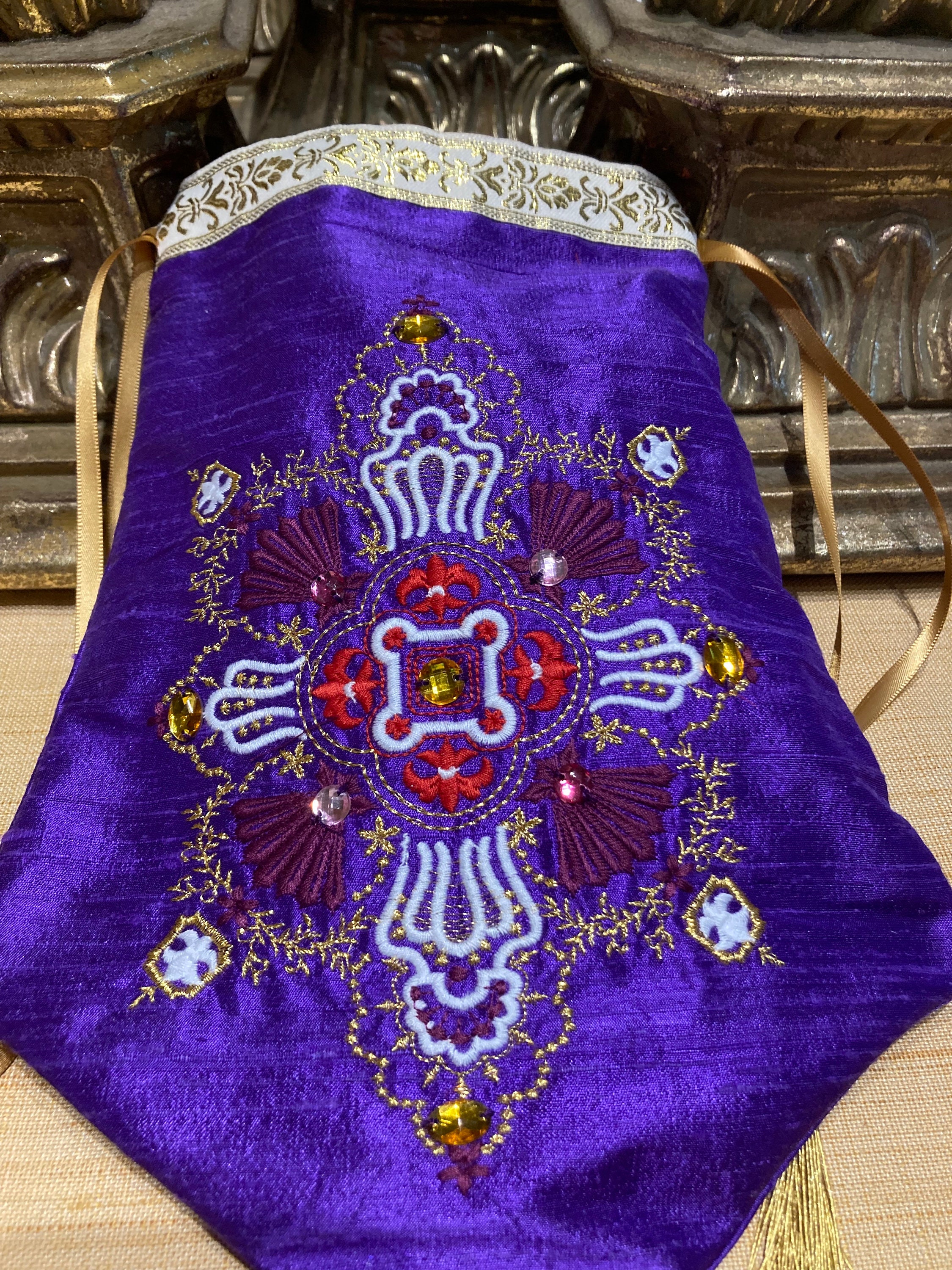 Regency Reticule in a Purple Silk With a Stunning Embroidery - Etsy