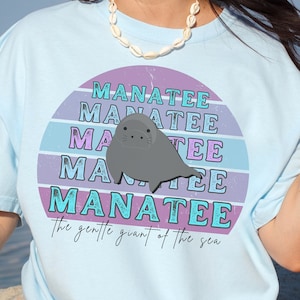 Manatee Shirt Sea Life Ocean Animal Tshirt Chubby Mermaids Gentle Giants Of The Sea Cow Tee Women&#39;s Animal Lover Gift For Mom Friend