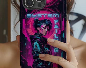 Cyberpunkowa, dystopijna obudowa na telefon, feministyczna awaria systemu, azjatycka, japońska, anime, estetyczna, gotycka, iPhone 16 Pro Max, wytrzymała obudowa na Samsunga Galaxy S24