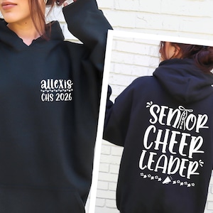 Benutzerdefinierte Senior 2026 jubeln Sweatshirt Kokette Bogen Cheerleader Hoodie Graduierung 2026 Geschenk personalisierte Name High School Klasse von 26