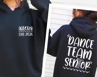 Custom Senior 2026 Dance Team Sweatshirt Coquette Bow Dancer Hoodie Graduation 2026 Gift Personalized Name Shirt High School Class Of 26