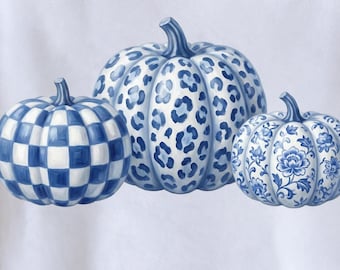 Calabaza azul PNG, camiseta a cuadros de leopardo azul para sublimación, diseño de camiseta de otoño, descarga digital de camiseta gráfica de moda