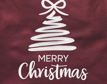 Merry Christmas Tree Design T-Shirt PNG, Trend Holiday Gift Graphic Tee Sublimation Design, Minimalist Instant Digital Download