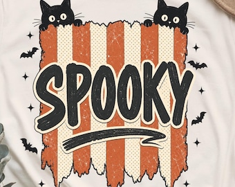 Spooky Halloween Tshirt PNG, Retro Style Distress Sublimation Design, Spooky Season Halloween Gift, Vintage Shirt Design, Digital Download