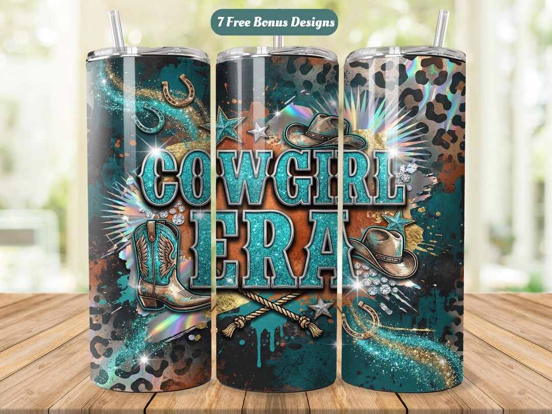 Cowgirl Era Tumbler Wrap PNG, 20oz Skinny Tumbler Design, Western ...