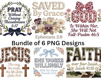 Bible Verse Bundle PNG, Faith Christian Sublimation Designs, Faux Crochet and Embroidery Shirt Designs, Digital Download Only