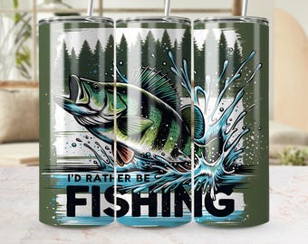 Bass Fishing Tumbler Wrap PNG, Lake Life Sublimation Design (Digital Download)