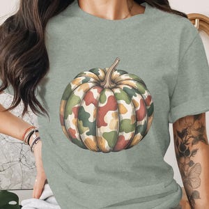 Camo Pumpkin Graphic TSHIRT PNG, Fall Halloween Digital Download, Camouflage Pumpkin Instant Digital Sublimation Design
