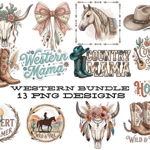 Pacote de PNGs Boho Western, Gráficos de Cowgirl Mama, Designs de Camisetas Boho Western, PNG Country Moderno para Download Digital (SOMENTE) imagem 1
