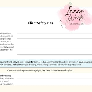 Safety Plan for clients with suicidal ideation