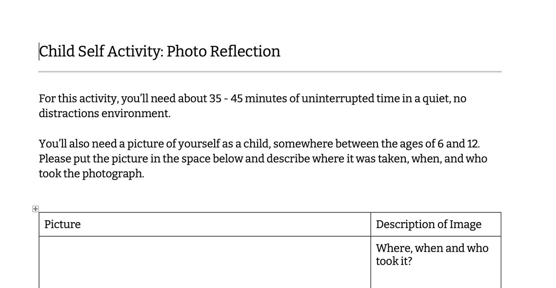 Reflection Inner Child Inner Child Healing - Photo Reflection Activity - Etsy