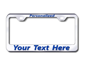 Custom License plate frame, Engraved Laser engraved Personalized 100% Metal Chrome, Black, Stainless steel, Hot Pink Logo Hand Made