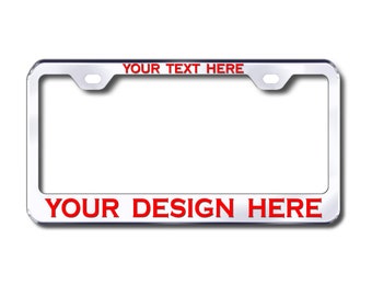 Custom Made License plate frame | 100% Metal, Laser Engraved or vinyl printed Car plate Black, Chrome, Stainless steel, Hot Pink Tag