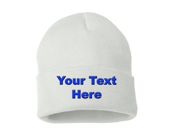 Custom Embroidered Beanie 100% Acrylic Knit Cap, Personalized Custom Logo artwork design text stitched Unisex beanie snow cap