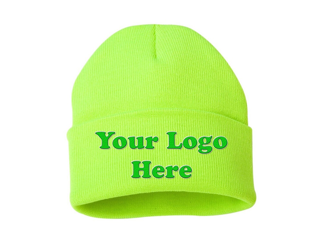 Neon Green Beanie Custom Made Snow Cap Cold Weather Headware Etsy