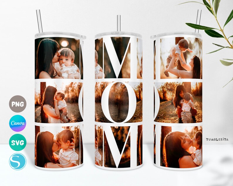 Mama Tumbler PNG Wrap, Photo Collage Cup Design for Mother's Day, Tumbler for Mom, Personalized Mom Tumbler Bundle, Gift for Mommy, Mum Cup image 7