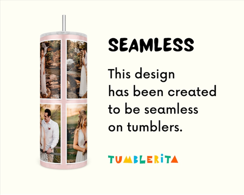 Photos and Names Anniversary Tumbler PNG Wrap & Canva Template for ...