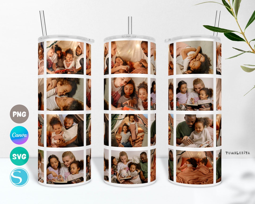16 Photo Collage Tumbler Wrap, Cup Design With Many Pictures, Photo