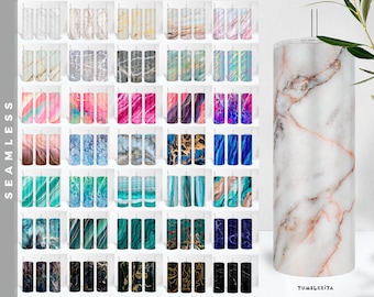 54 Seamless Marble and Alcohol Ink Tumbler PNG Wrap, Marble Digital Paper Bundle, White Marble Backgrounds, Teal, Black, Pink, Purple Marble