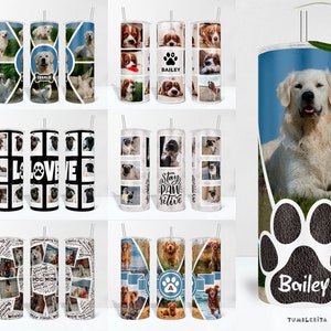 Personalized Dog Photo Tumbler PNG Wraps and Canva Templates, Pet Pictures & Name Tumbler Design Bundle, Dog Mom Cup Wraps, Fur Mama Tumbler