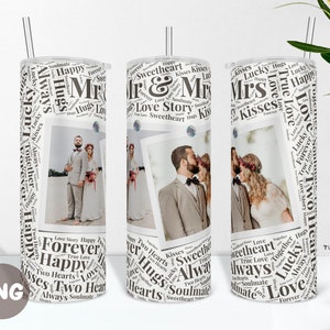Mr and Mrs Photo Sublimation PNG Wrap for 20oz Skinny Tumbler, Wedding Cup Design, Personalized Anniversary Tumbler Wrap, Gift for a Couple